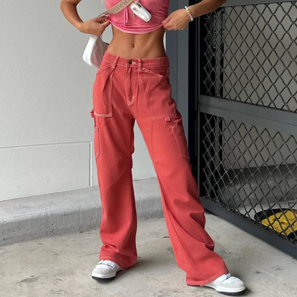 Lioness Miami Vice cargo pants, rust red, M